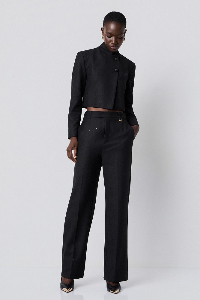 Striped sequin trousers