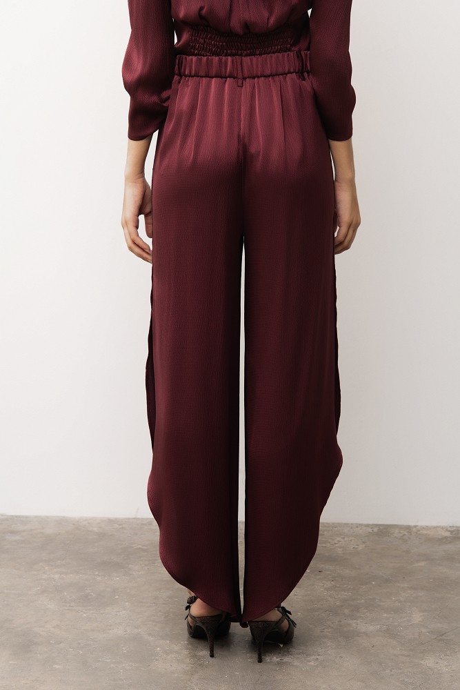 Satin trousers with side slits