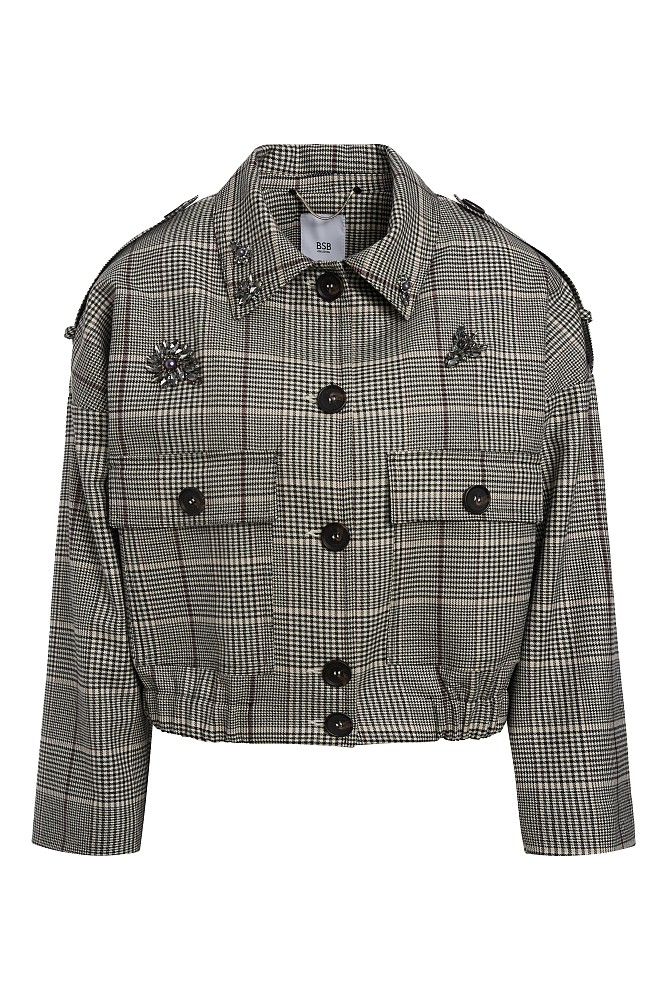 Checked jacket with decorative embellishments