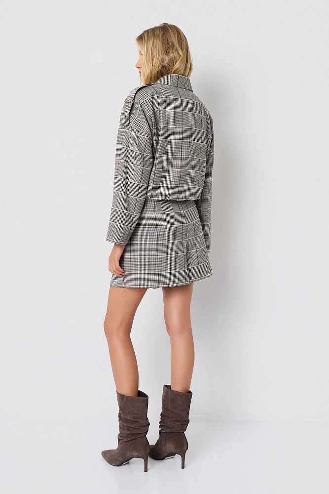 Checked jacket with decorative embellishments