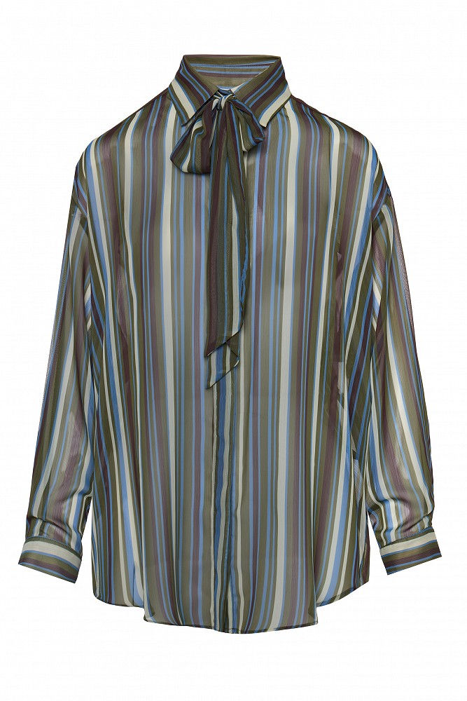 Striped oversized shirt with scarf