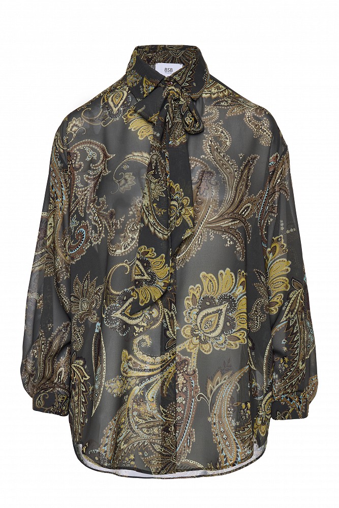 Printed oversized shirt with scarf