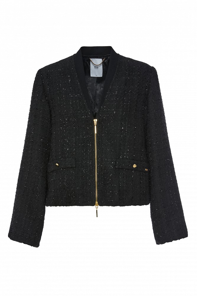 Tweed bomber τζάκετ με lurex λεπτομέρειες