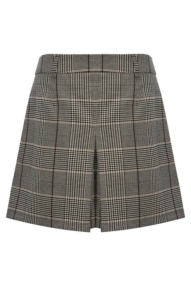 Plaid skort with a front slit
