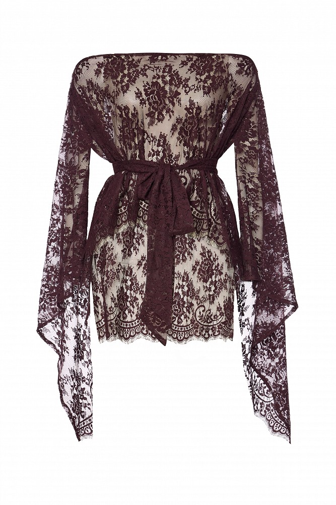 Lace poncho with matching belt