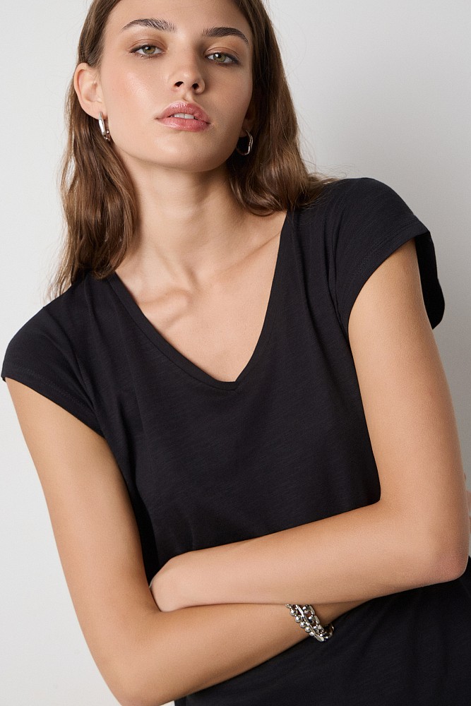 V-neck blouse with a print