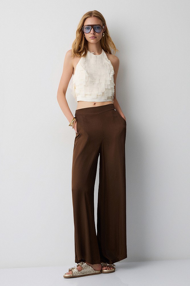 Sleeveless cropped top with ruffles - Gold label