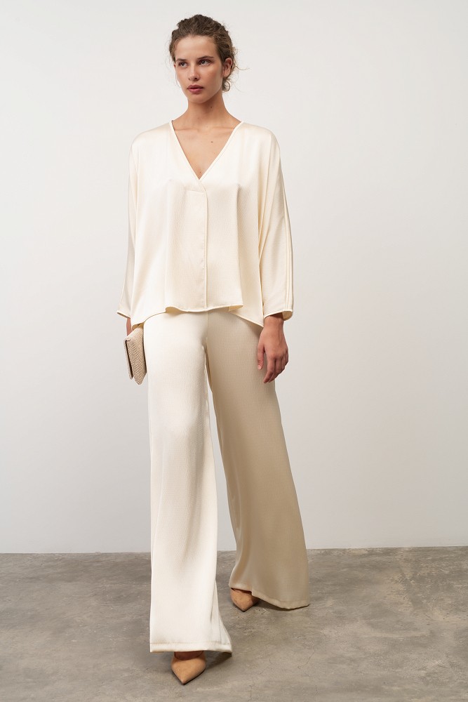 Blusa de satén con textura arrugada - Gold Label