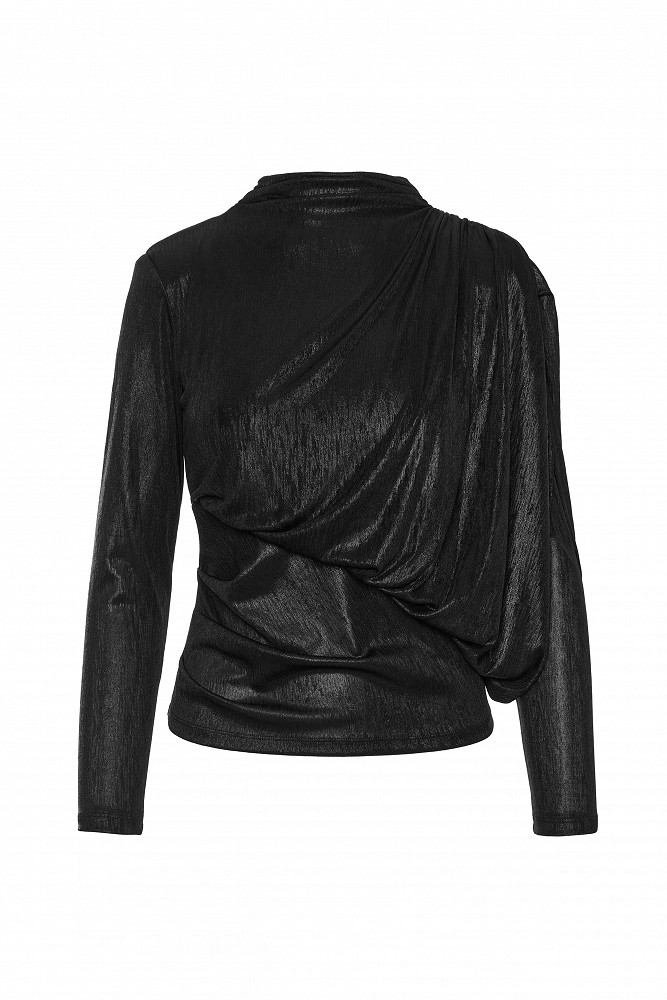 Bluză din lurex cu design încrețit - Gold label