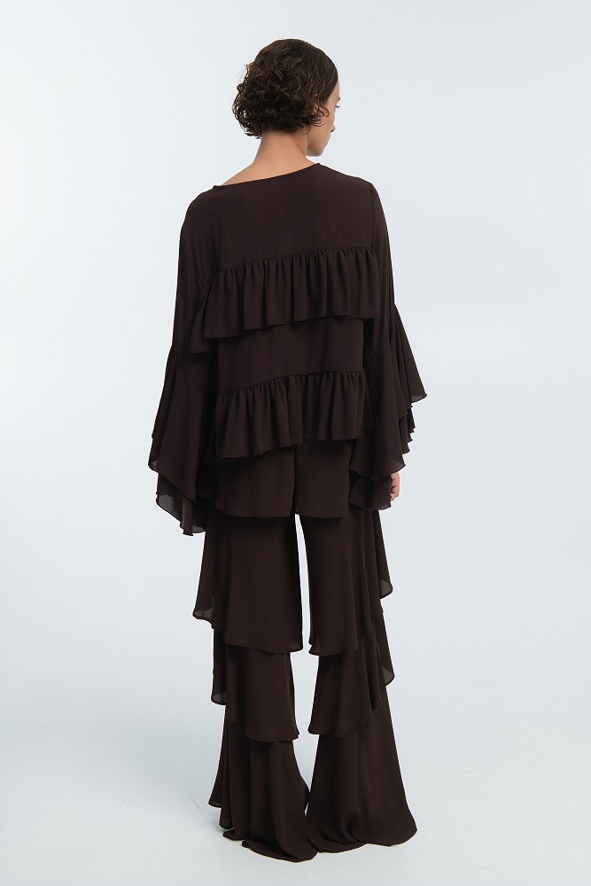 Crepe top with ruffles - Gold label