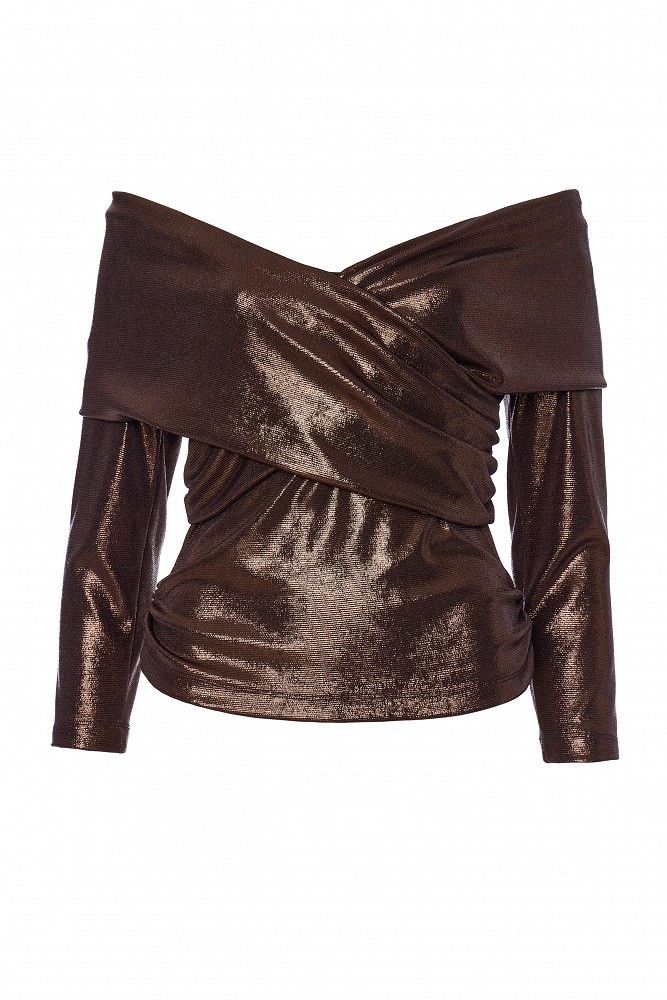 Off-shoulders wrap style blouse - Gold label