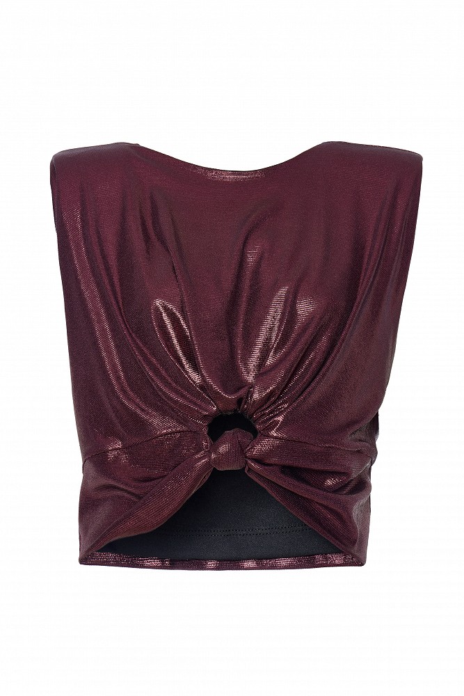 Cropped top with metallic finish - Gold label