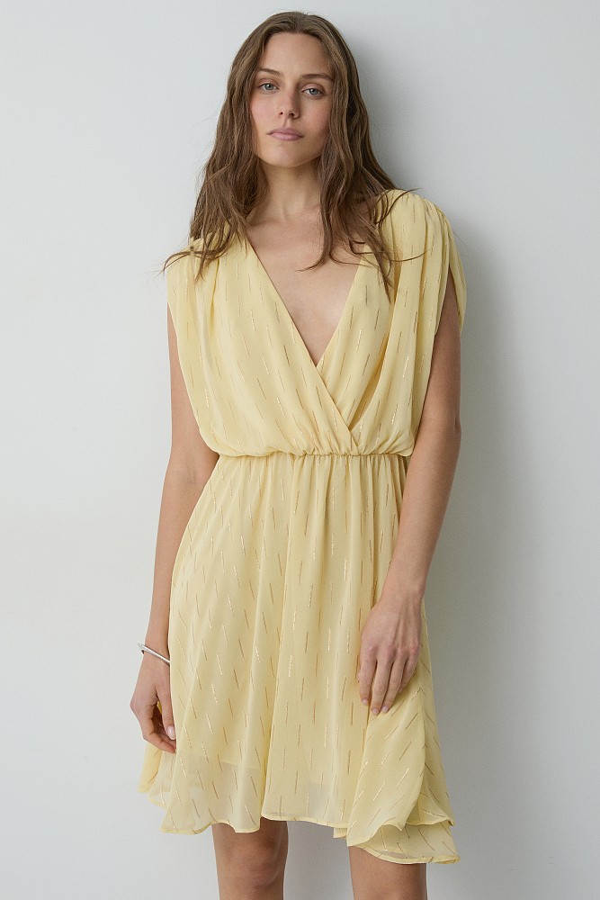 Mini wrap dress with lurex details - Gold label