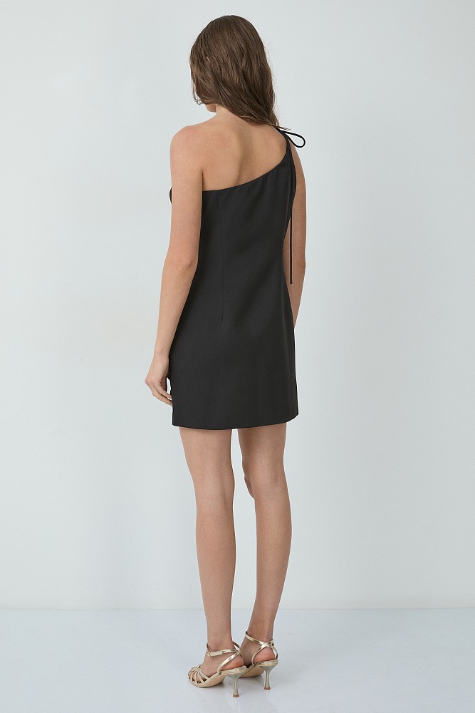 One-shoulder mini dress with floral appliqué details - Gold label