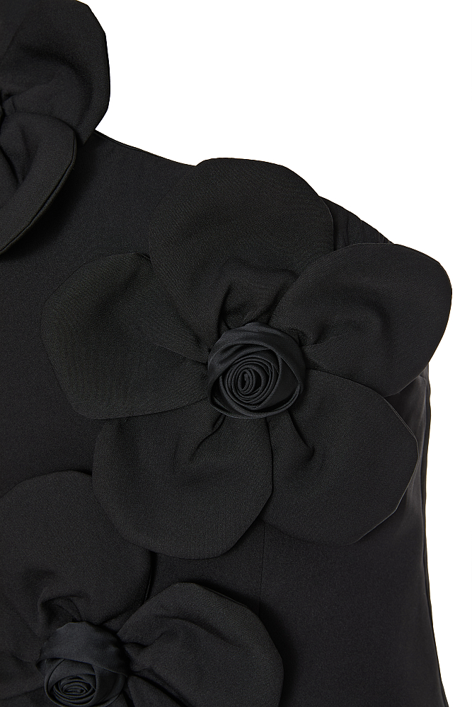 One-shoulder mini dress with floral appliqué details - Gold label
