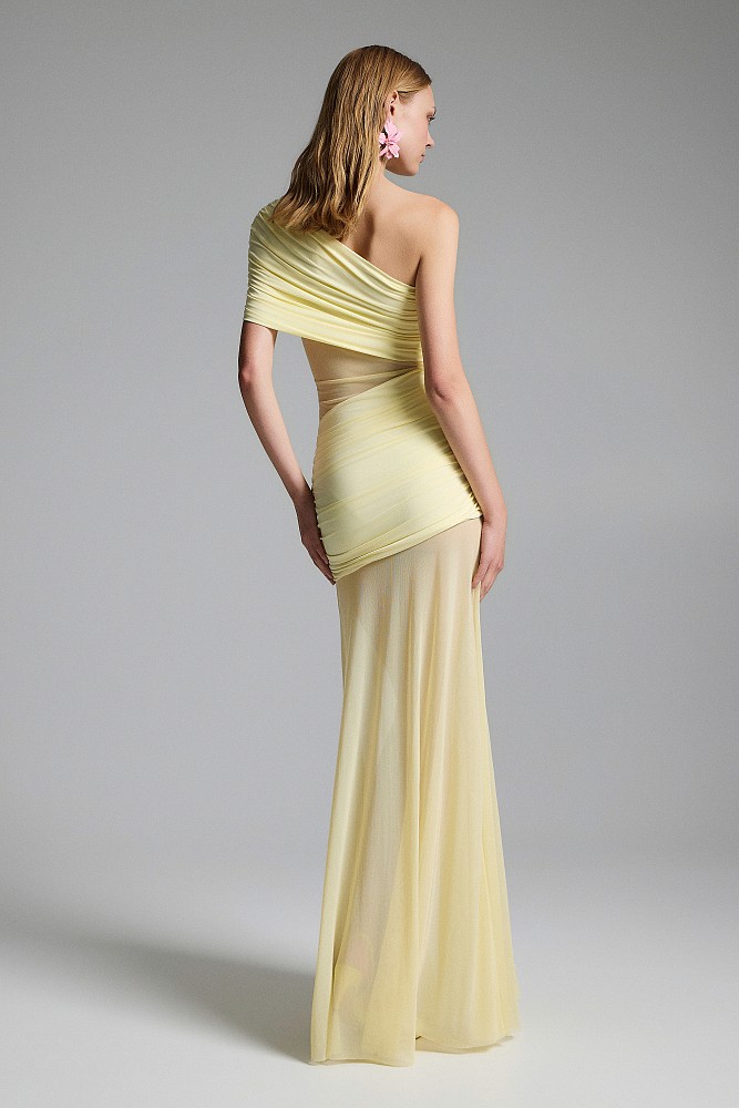 Maxi dress with cut out and one shoulder - Gold label