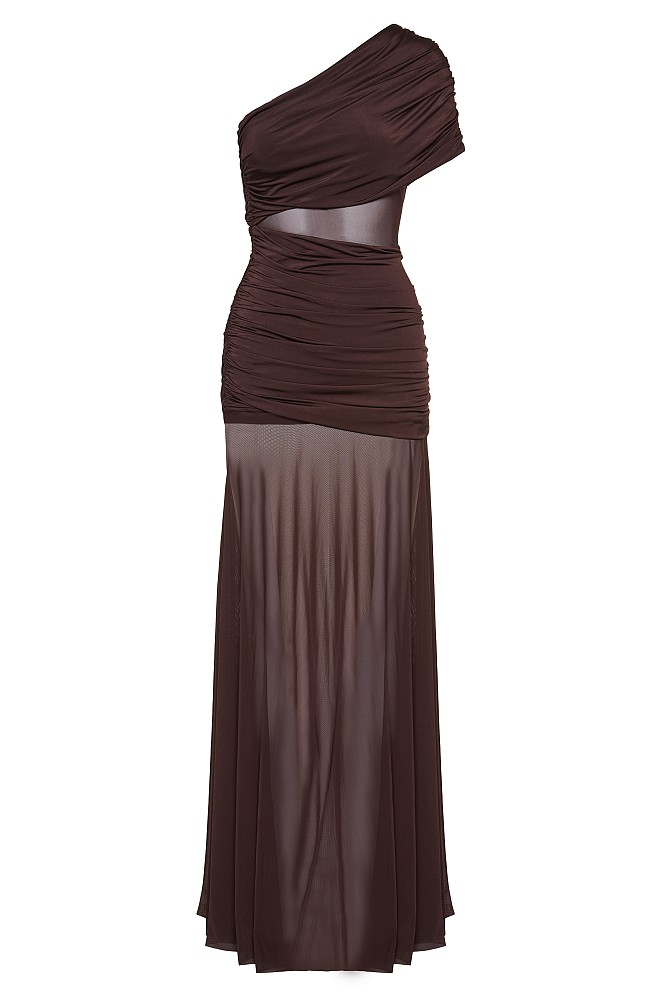 Maxi dress with cut out and one shoulder - Gold label