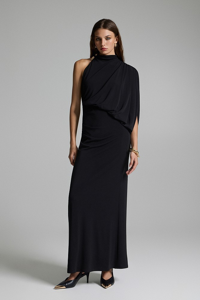 Maxi draped one-shoulder dress - Gold label