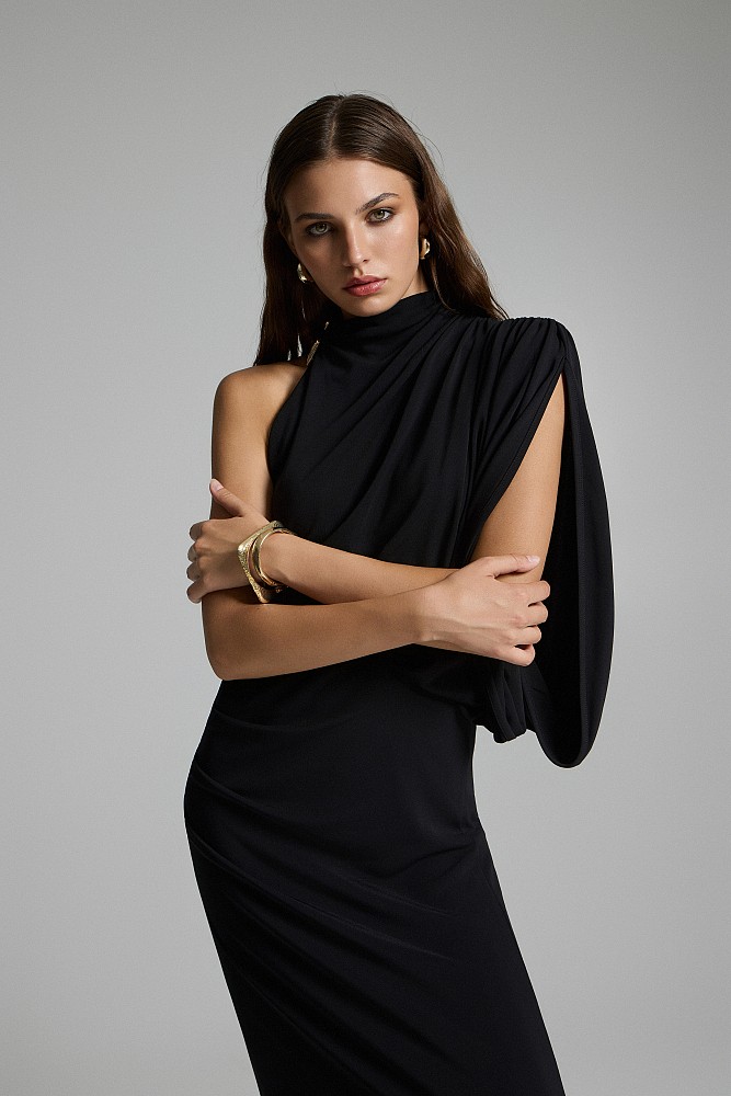 Maxi draped one-shoulder dress - Gold label