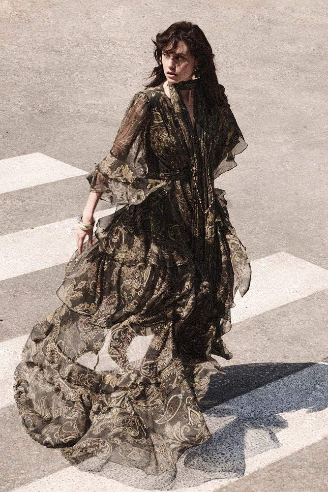 Maxi printed wrap dress with ruffles - Gold label