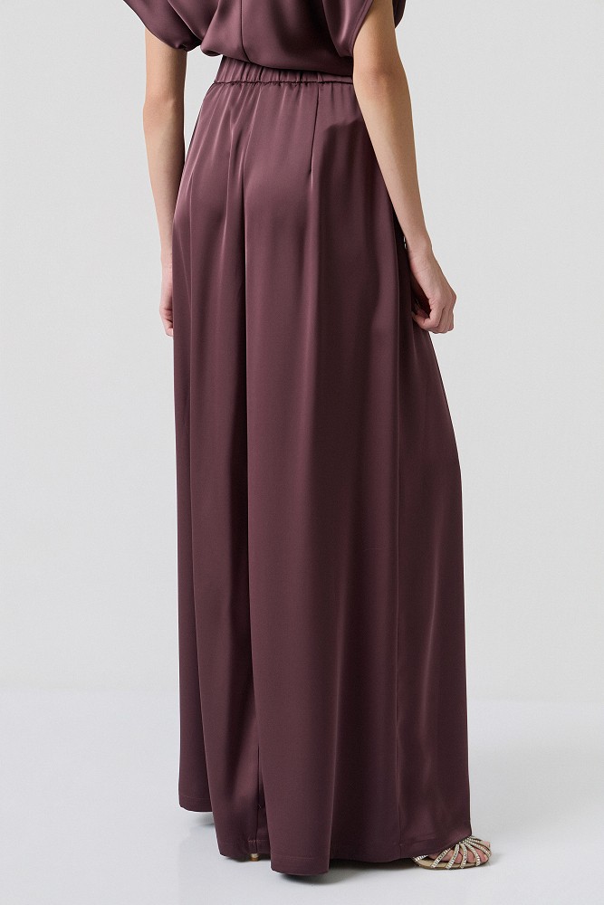 Pantalones de satén de pierna ancha con pliegues - Gold Label