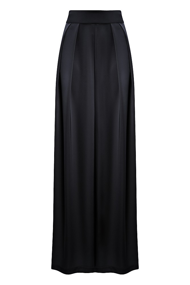 Satin wide leg pants with pleats - Gold label