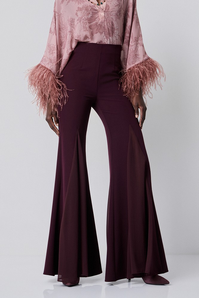 High-waisted pants with sheer detailing - Gold label
