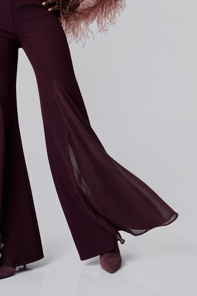 High-waisted pants with sheer detailing - Gold label