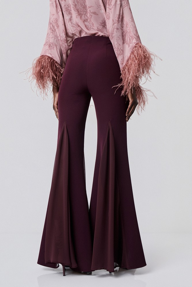 High-waisted pants with sheer detailing - Gold label
