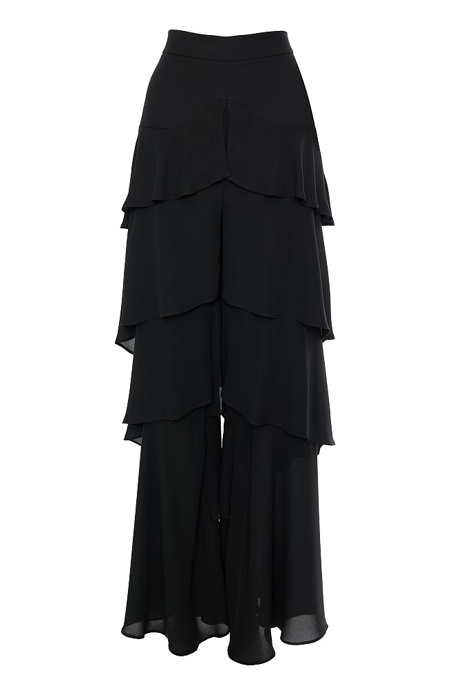 Wide-leg pants with ruffles - Gold label