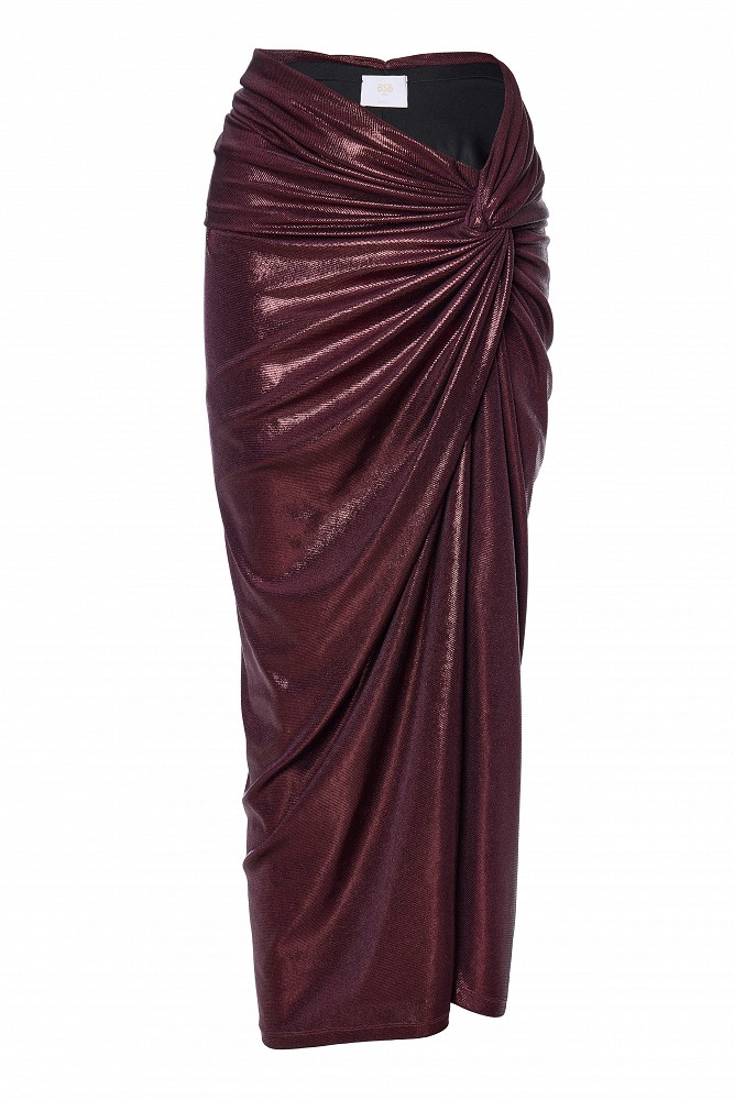 Draped midi skirt with ruching - Gold label
