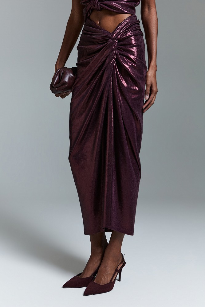 Draped midi skirt with ruching - Gold label