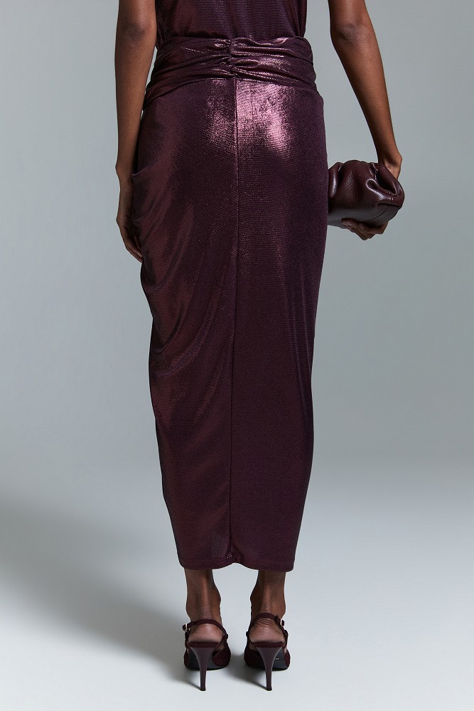 Draped midi skirt with ruching - Gold label