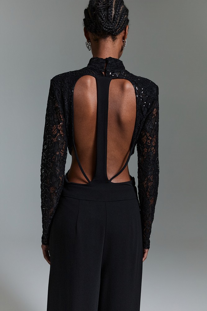 Lace bodysuit with cut-outs and an open back - Gold label
