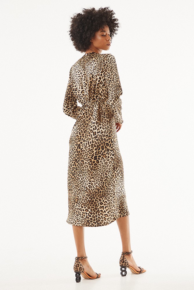 Satin leopard printed dress
