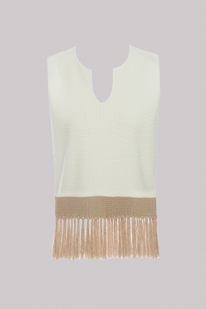 Knit blouse with fringes