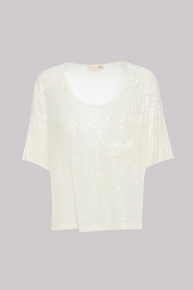 Shortsleeve sequin blouse in satin touch