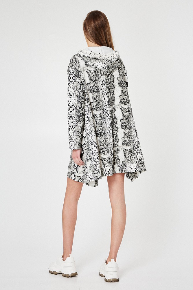 Animal printed dress with broderie
