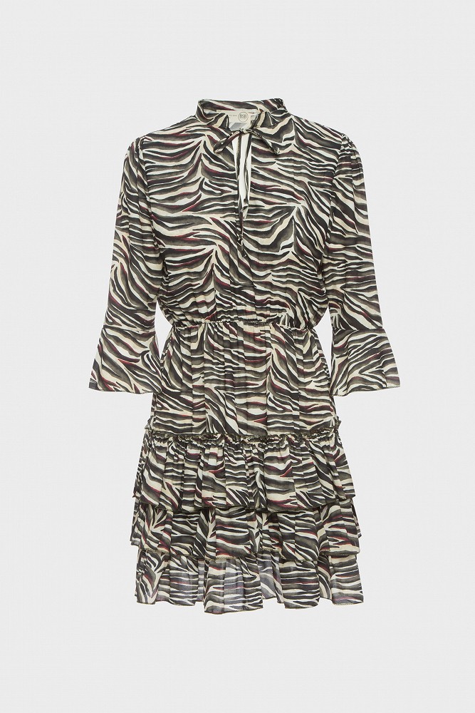 Zebra printed dress with ruffles