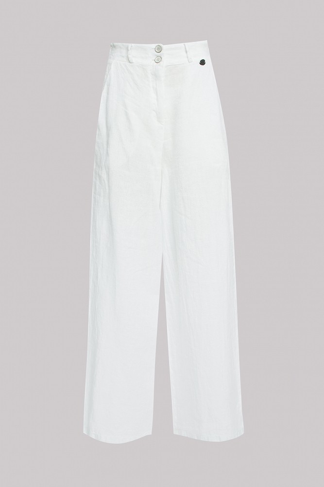 Linen wide-leg trousers