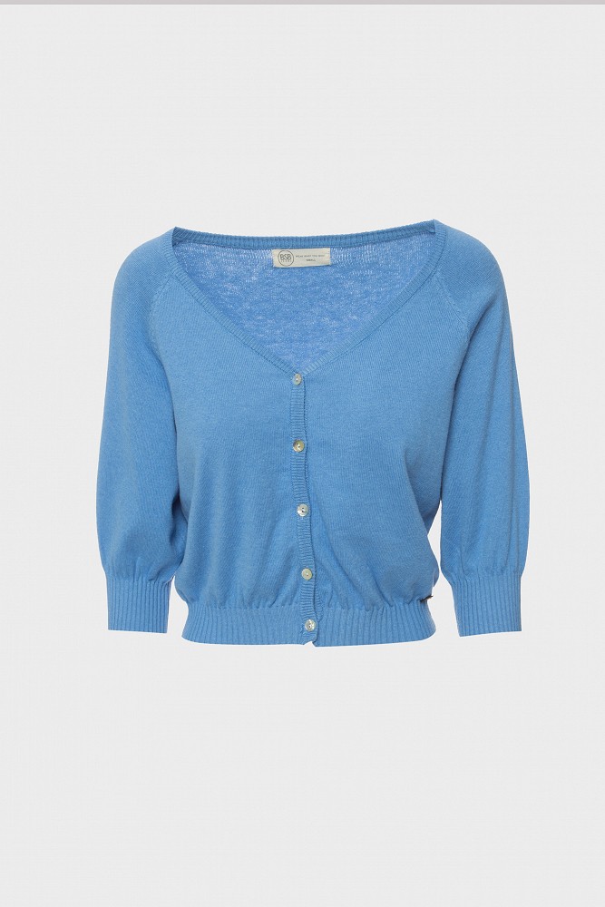 Cardigan with puffed sleeves