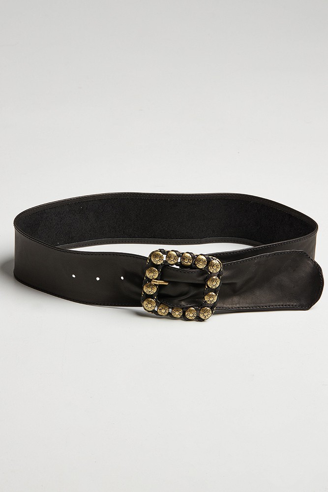 Leather wide belt
