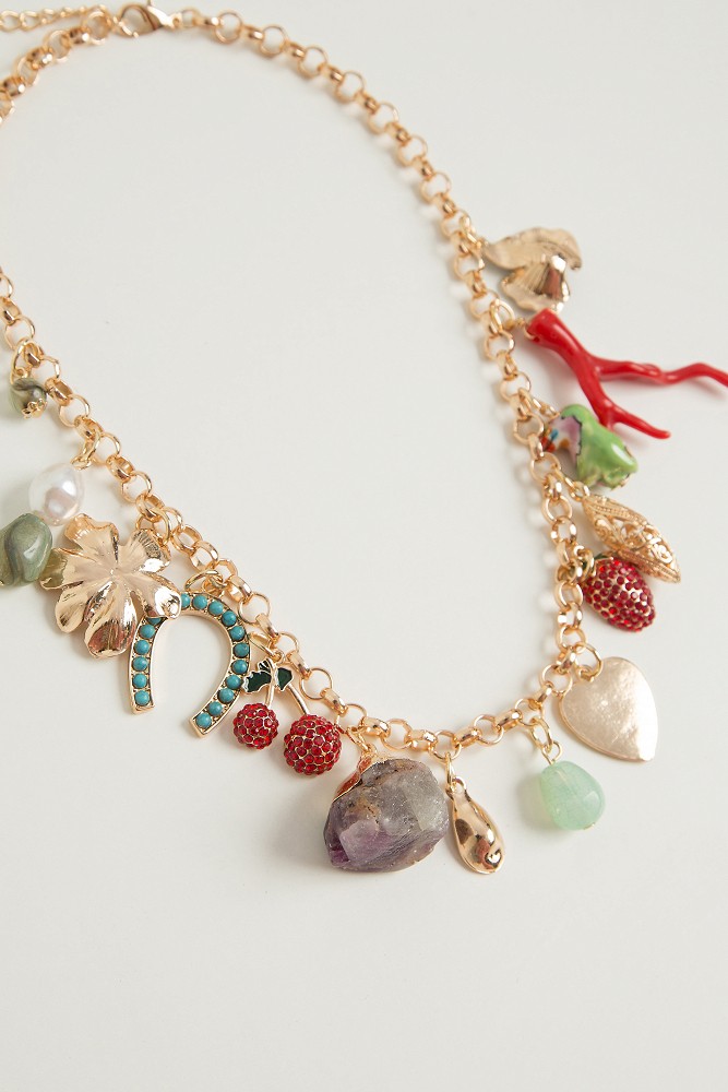Necklace with hanging pieces