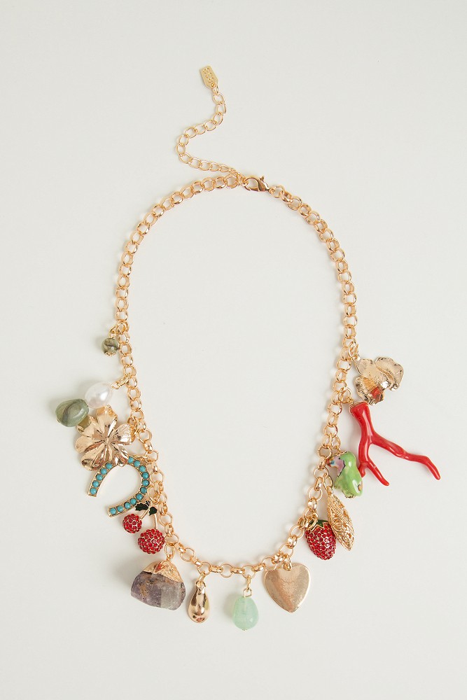 Necklace with hanging pieces