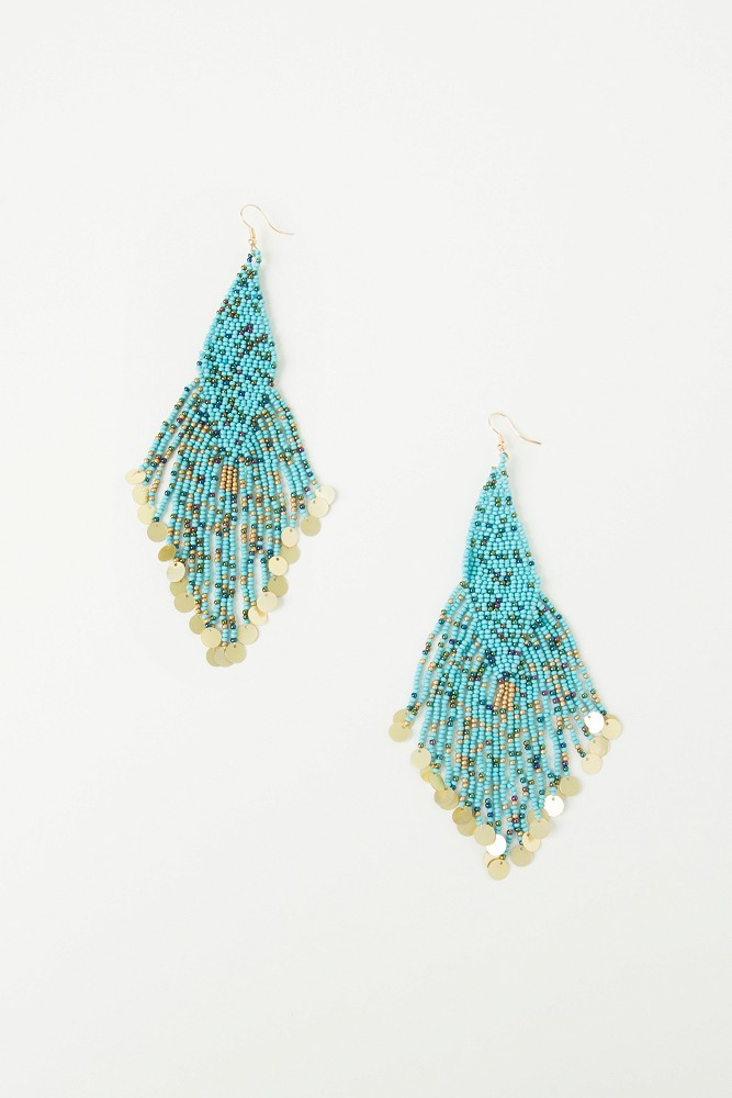 Turquoise hanging earrings with beads