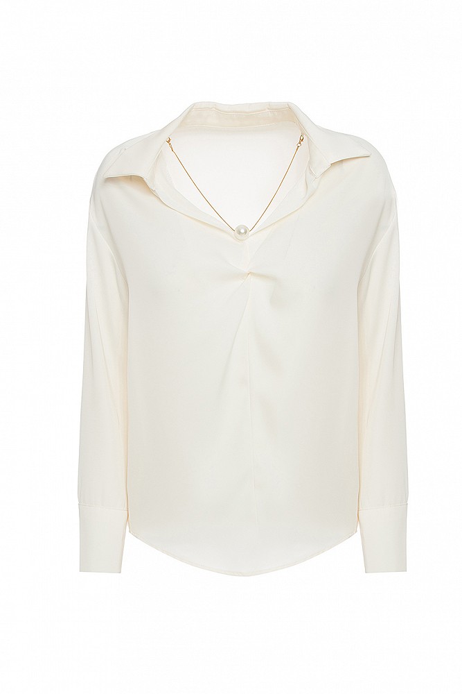 Satin blouse with adjustable necklace