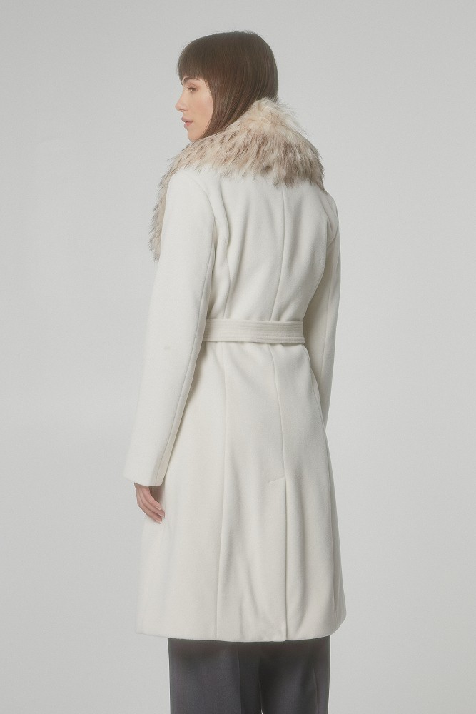 Longline coat with faux fur
