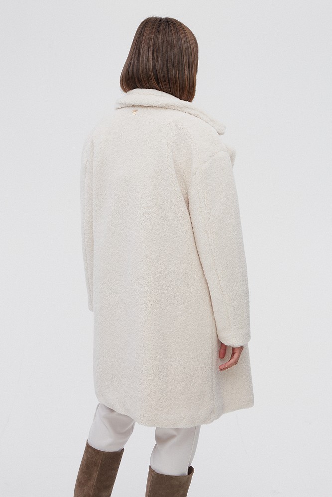 Double-breasted boucle coat
