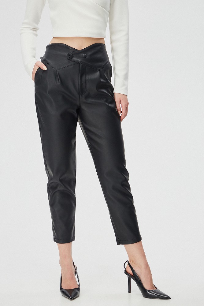 Leather effect trousers