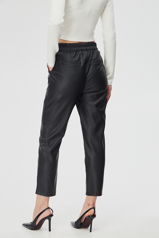 Leather effect trousers